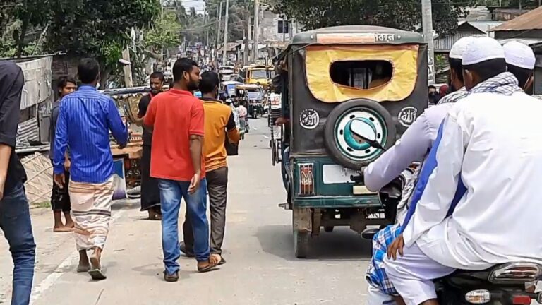 নকলায় লকডাউনে শহরে মানুষের আনাগোনাসহ বেড়েছে ব্যাটারী চালিত যানবাহন
