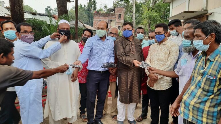 নকলায় উপজেলা পরিষদের মাস্ক বিতরণ ও সচেতনতা ক্যাম্পেইন