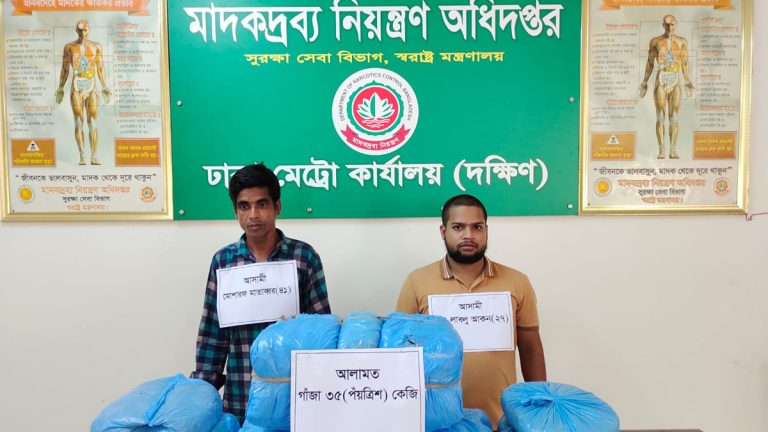 প্রাইভেটকারে গাঁজা পাচার, ২ মাদক ব্যবসায়ী গ্রেপ্তার