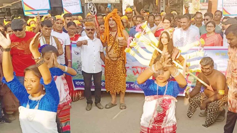 শেরপুরে শারদীয় সম্প্রতি শোভাযাত্রা অনুষ্ঠিত