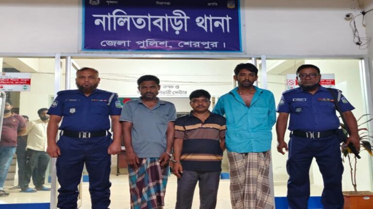 নালিতাবাড়ীতে পুলিশের অভিযানে ৩ জুয়ারী গ্রেফতার