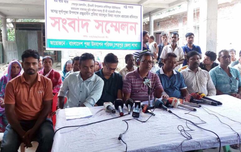 শ্রীবরদীতে প্রতিমা একত্রে রাখা হয়েছিল, ভাংচুর হয়নি : দাবি জেলা পূজা উদযাপন পরিষদের