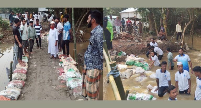 ঝিনাইগাতীতে জামায়াত নেতা-কর্মীর উদ্যোগে পাহাড়ি ঢলে বিধ্বস্ত রাস্তা সংস্কার