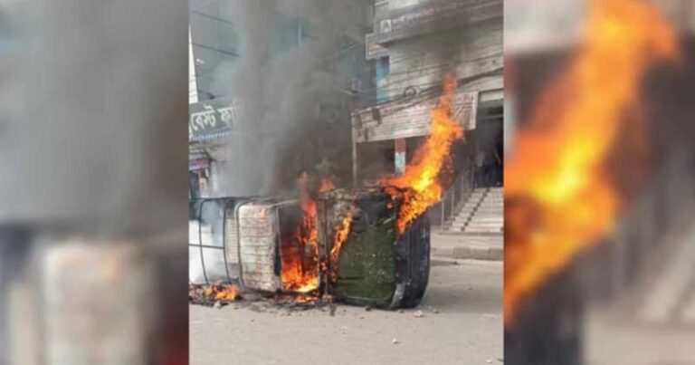 কচুক্ষেতে সেনাবাহিনী ও পুলিশের গাড়িতে আগুন, পরিস্থিতি থমথমে