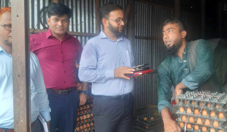 নকলায় ডিমের বাজারে ভ্রাম্যমাণ আদালতের অভিযান, জরিমানা
