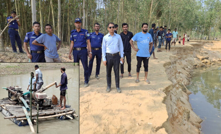 শ্রীবরদীতে অবৈধভাবে বালু তোলায় ৭ ড্রেজার মেশিন ধ্বংস, একজনের কারাদণ্ড