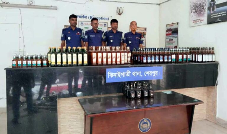 ঝিনাইগাতীতে আবর্জনার নীচে মিললো ৩০০ বোতল ভারতীয় মদ