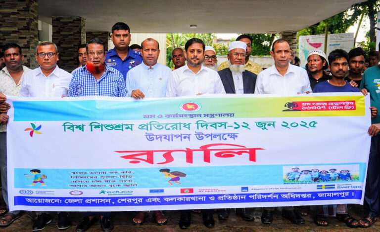 শেরপুরে বিশ্ব শিশুশ্রম প্রতিরোধ দিবস উপলক্ষে র‌্যালি ও আলোচনা সভা