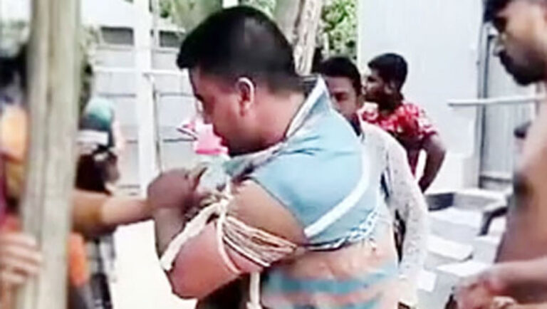 শ্রীবরদীতে সুদের টাকা না পেয়ে ব্যবসায়ীকে গরুচোর আখ্যা দিয়ে গাছে বেঁধে নির্যাতন