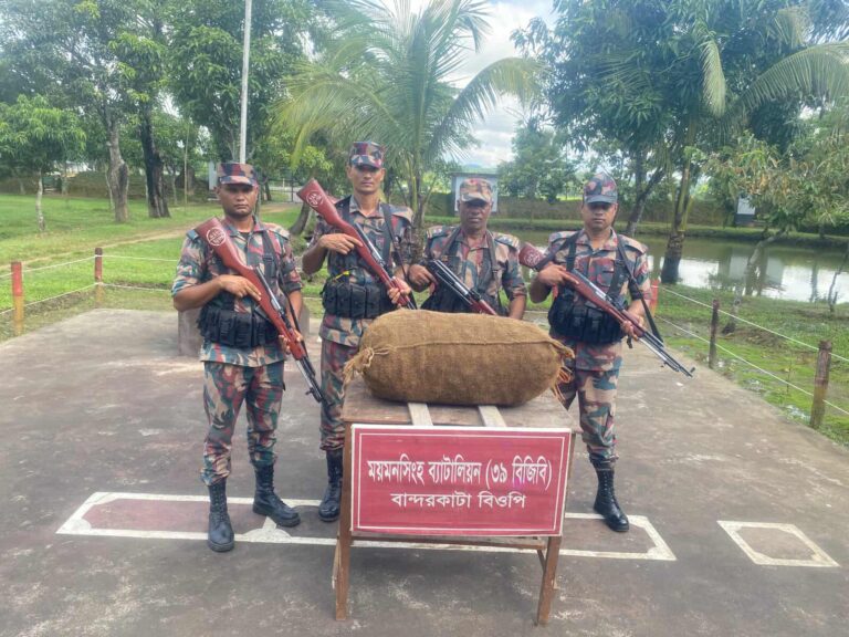শ্রীবরদী-হালুয়াঘাট সীমান্তে বিজিবির অভিযানে ভারতীয় চোরাচালানী মালামাল, মদ ও গরু আটক
